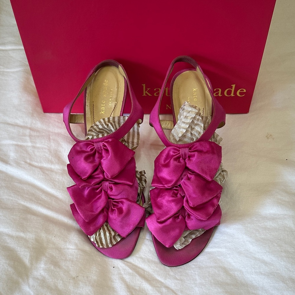 Kate Spade Pink Lalita Satin Bow Sandals 9